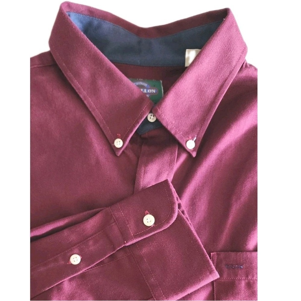 Cavallon Work Shirt Mens XL Heavy Duty Cotton Button Down Burgundy Workwear Fall